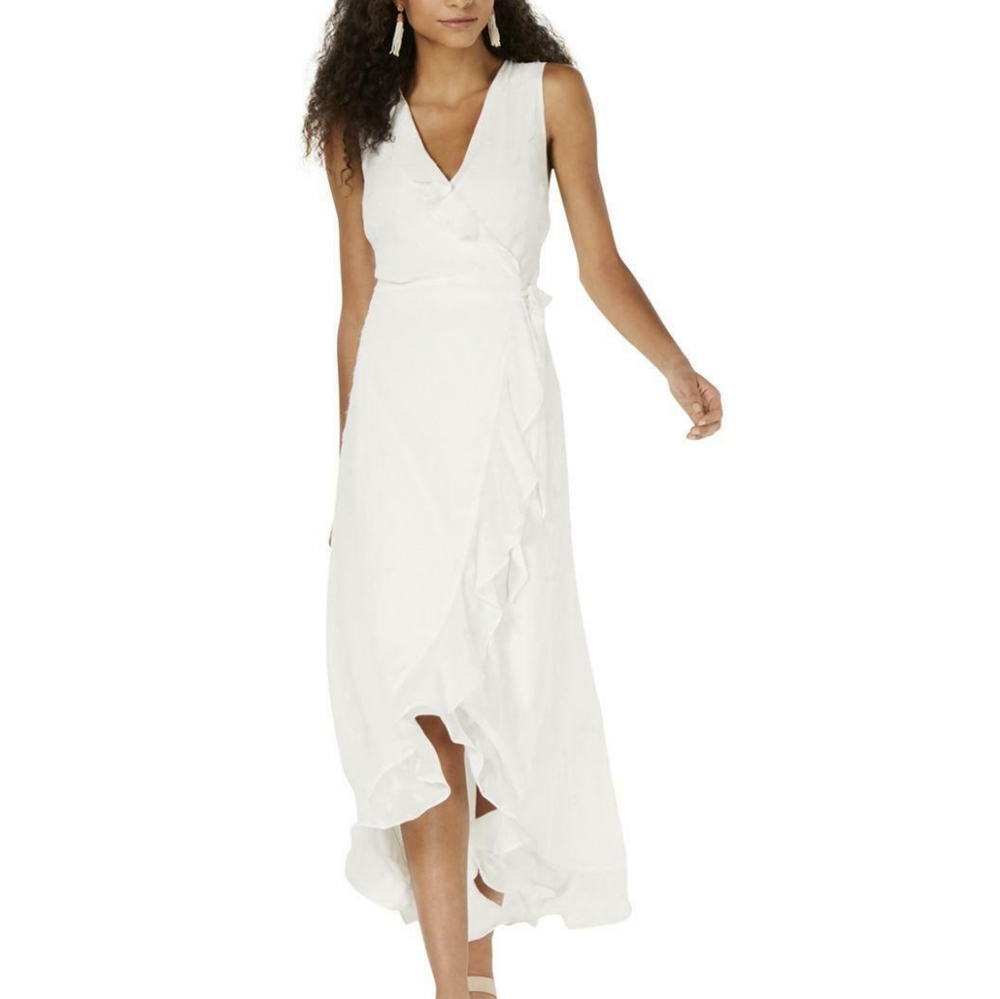 White High Low Wrap Dress Size Medium